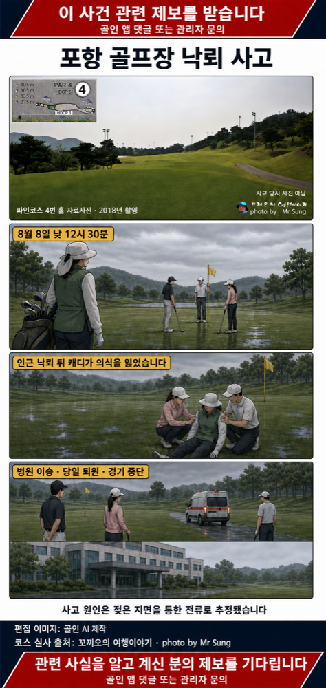포항 골프장 낙뢰 뒤 40대 캐디 실신…병원 이송